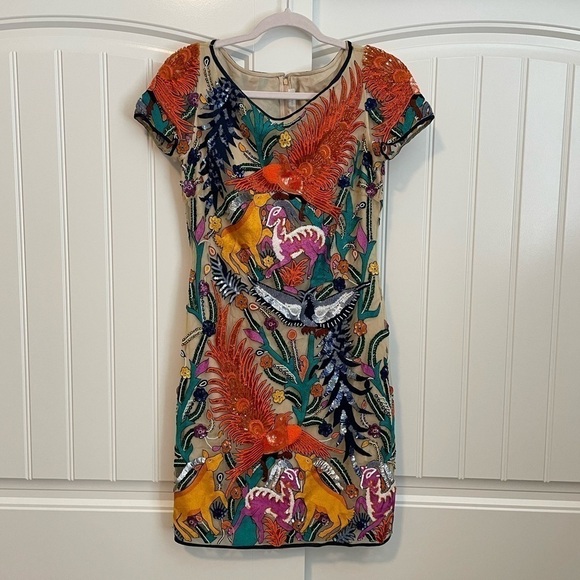 Naeem Khan beaded and sequin embroidered colorful mini dress size small - Picture 2 of 12